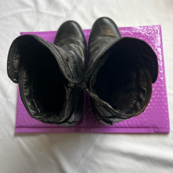 Josef Seibel Women’s Heeled Leather Boots Size 38 /Size 8 With Buckle and Zipper - Picture 5 of 7